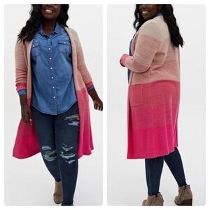 Torrid ombre stripe slouchy duster sweater, size 0